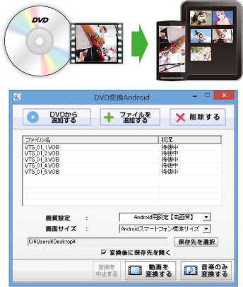 DVDから動画 / 音楽をAndroid搭載スマートフォン / タブレットに転送